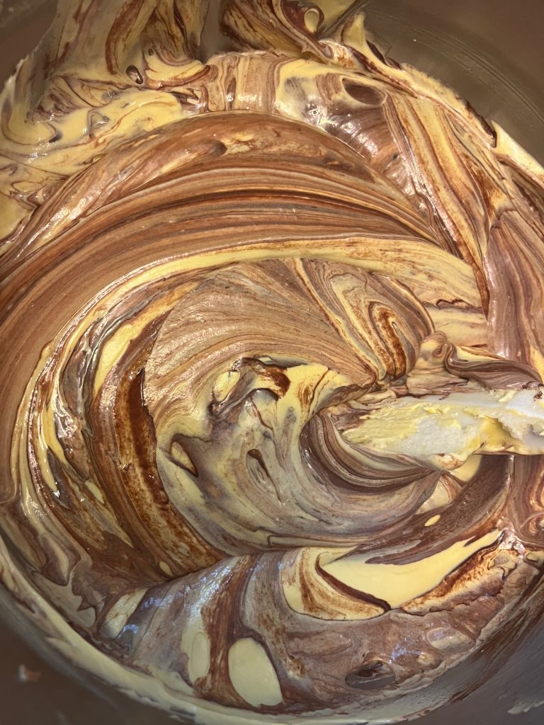 chocolate and vanilla dough mixed